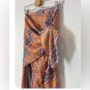 Zara Orange and Pink Geometric Print Skirt